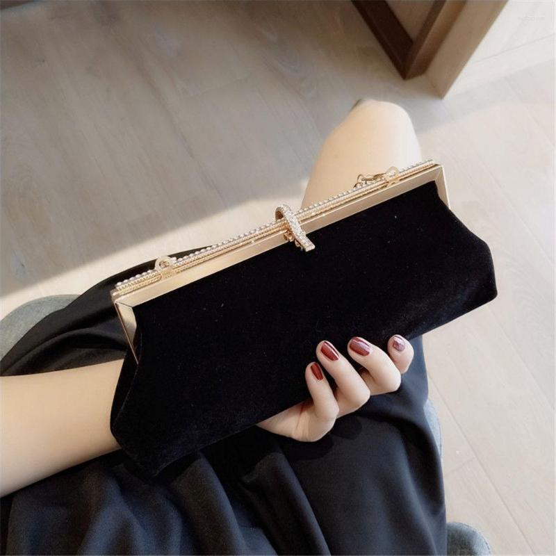 

Evening Bags Velvet Luxury Women Rhinestones Small Clutch Party Totes Bag Diamonds Lady Dress Shoulder Chain Handbags For Purse, Other purse