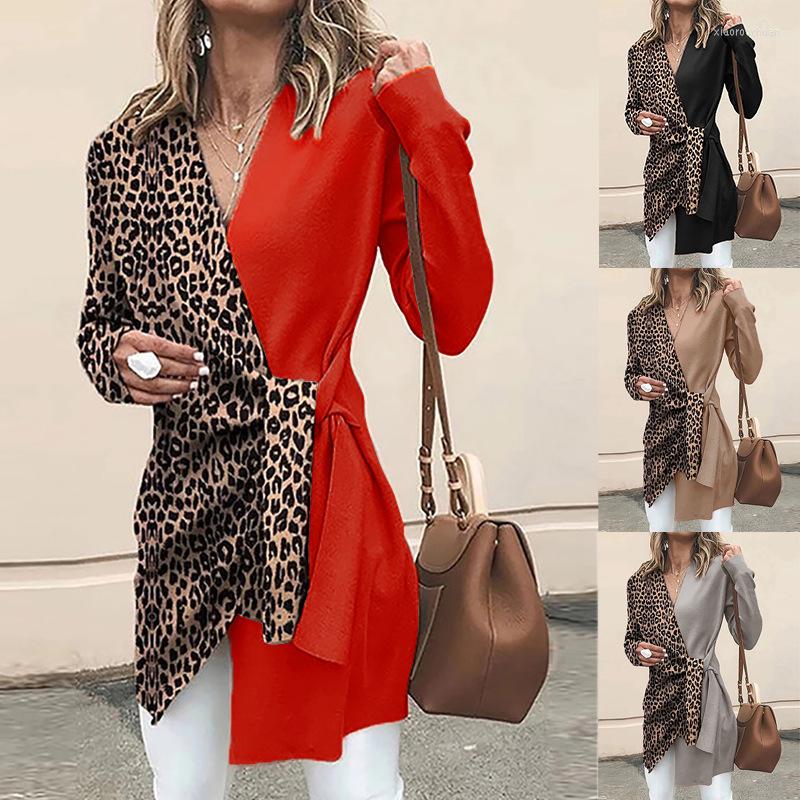 

Women' Blouses LIBERJOG Vintage Leopard Print Sexy Women Spring Summer Shirts Fashion Street Long Sleeve Chic Casual Loose Female, Black