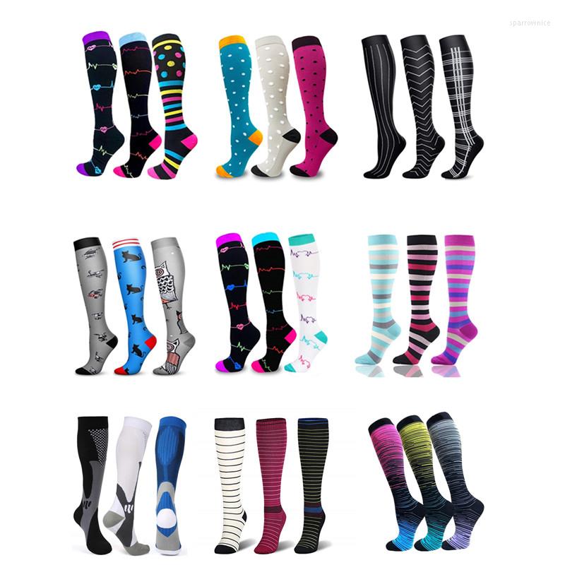 

Men's Socks Unisex Compression Stockings Soccer Cycling Fit Edema Diabetes Varicose Veins Multi Color Outdoor Running Compress, 1 pairs wmix-ysz03