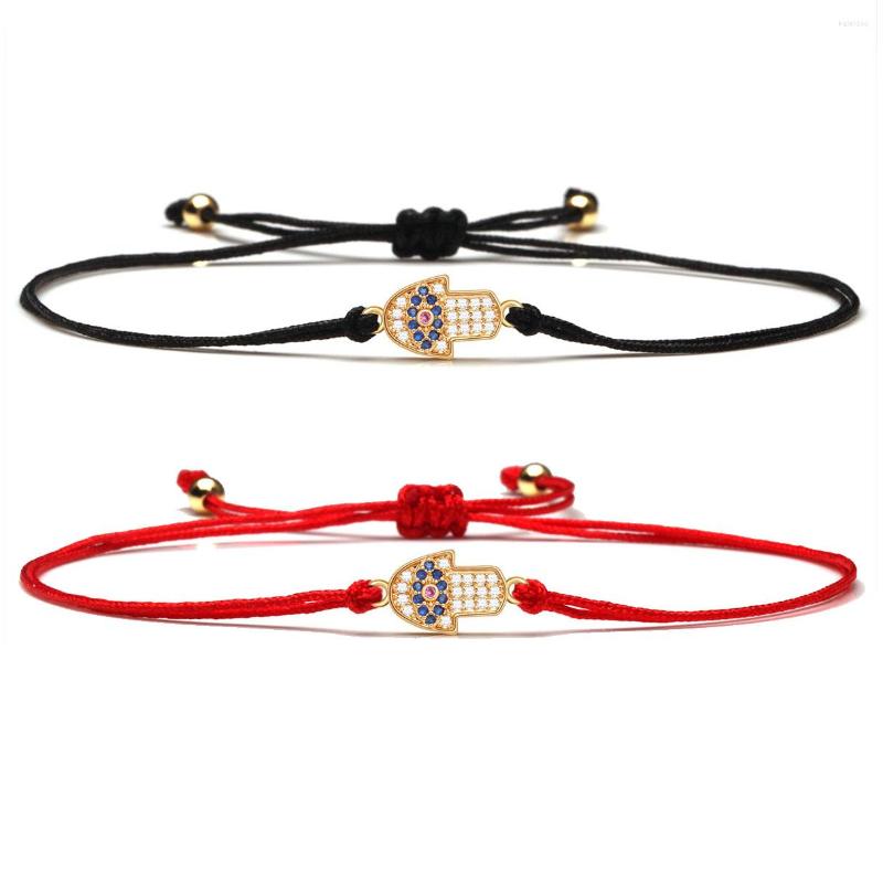 

Charm Bracelets White Cubic Zircon Crystal Small Cute Hamsa Hand Bracelet Women Keep Safe Luck Protection Red String Jewelry Gift