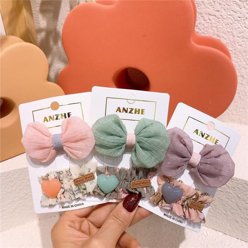 

Hair Accessories Korean Style Pins For Girls Mesh Bow Clips Set Pleated Grips Lovely Hairpin Bb Clip Barrettes, 02