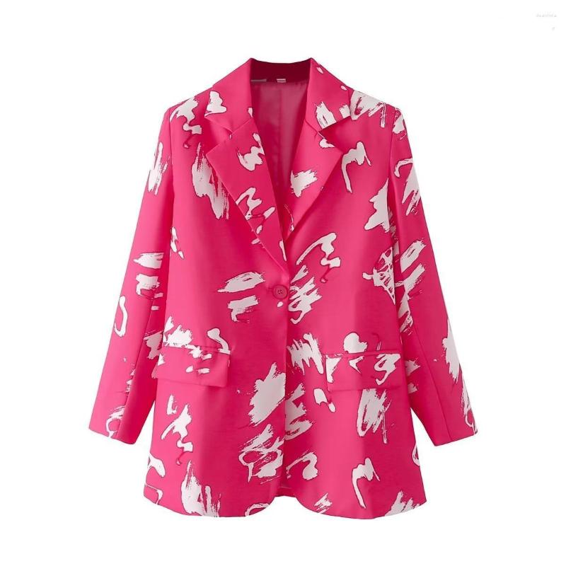 

Women' Suits Women' One Piece Suit 2022 Polyester Rose Red Print Slim Fit Single Breasted Blazer, Mixed color