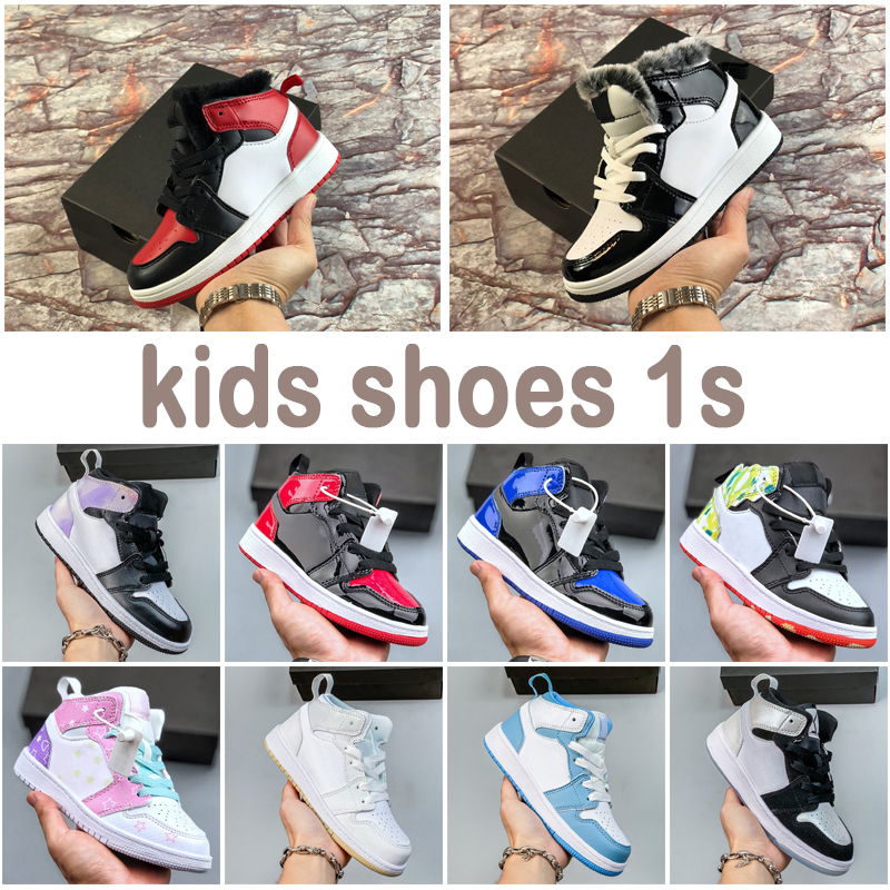 

Luxury Designer Infants 1s 1 Long Fleece Shoes Toddler Kids Basketball sport kid youth child shoe Pine Green Game Royal Scotts Obsidian Chicago Bred Sneakers, (18)
