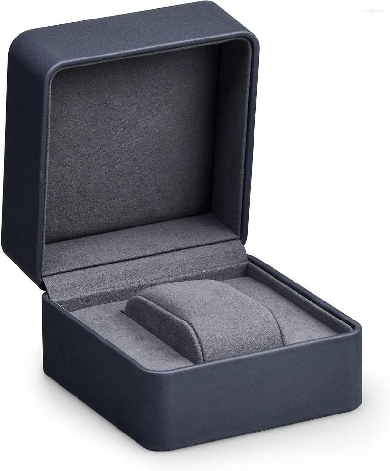 

Jewelry Pouches Oirlv Premium Leather Watch Gift Box Single Storage Case With Removable Pillow Wristwatch Display Dark Blue Organizer