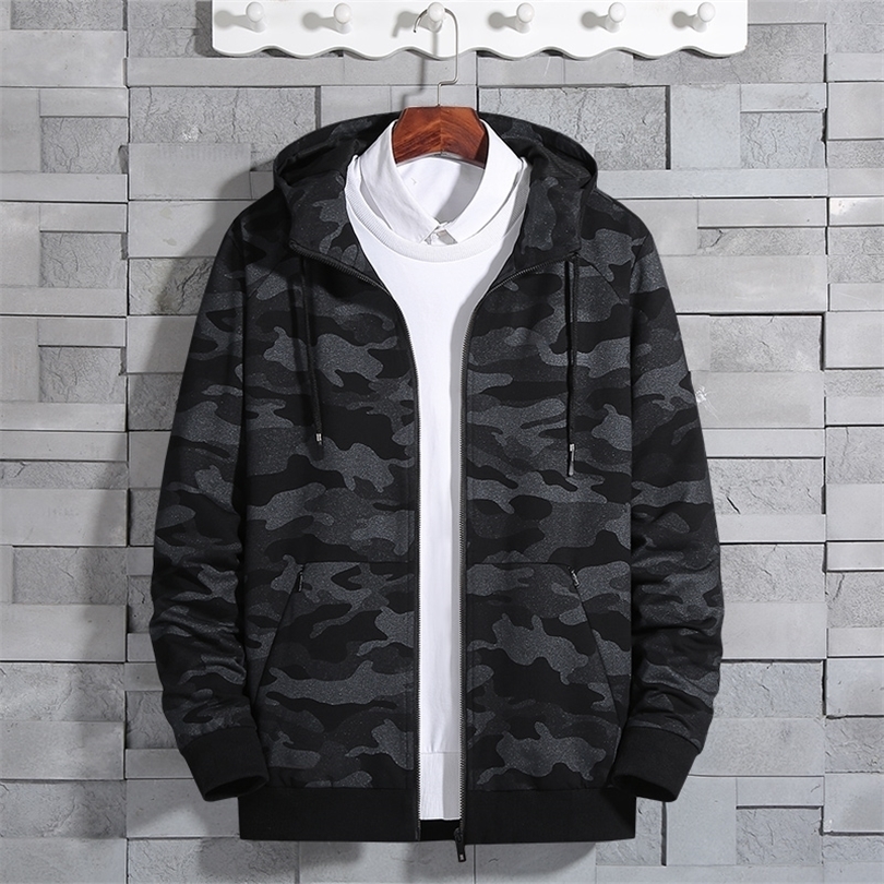 

Mens Jackets Sporty Style Clean Oversized Clothes Streetwear Harajuku Camouflage Plus Size Coats LooseFit Zipper Retro Hooded Jacket 220930, Camouflage black