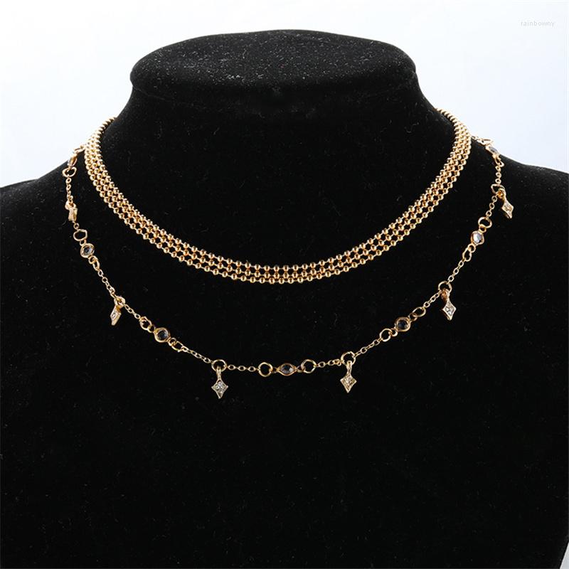 

Choker Rhinestone Star Pendant Necklace Women Gold Beaded Chain Collar Accessories Party Boho Fashion Jewelry Friend Lover Gift