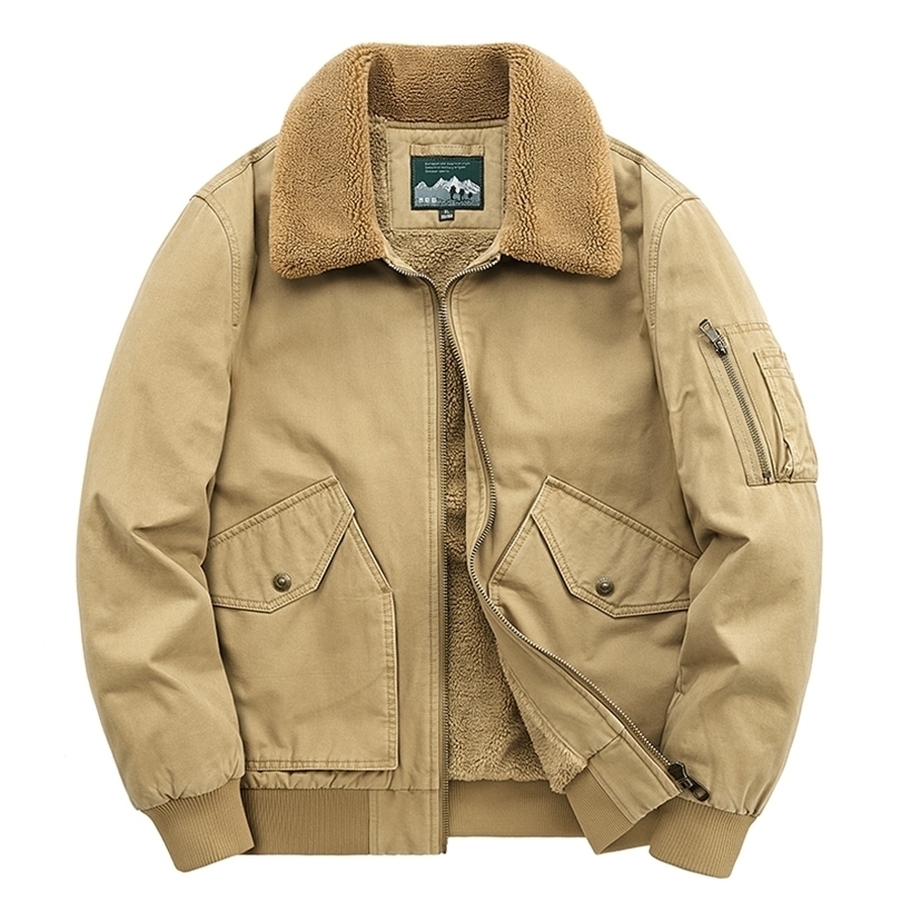

Mens Jackets 5XL 4XL Autumn Outwear Military Casual Jacket Winter Fleece Warm Thick Fashion Fur Collar Corduroy Coat 220930, Army green