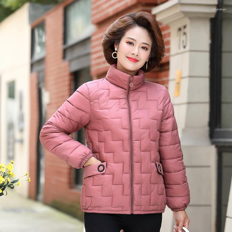 

Women's Trench Coats Classic Women Simple Jacket Stand Collar Solid Color Down Cotton Lightweight Cropped Parka Plus Size Mom Winter Thick, Red