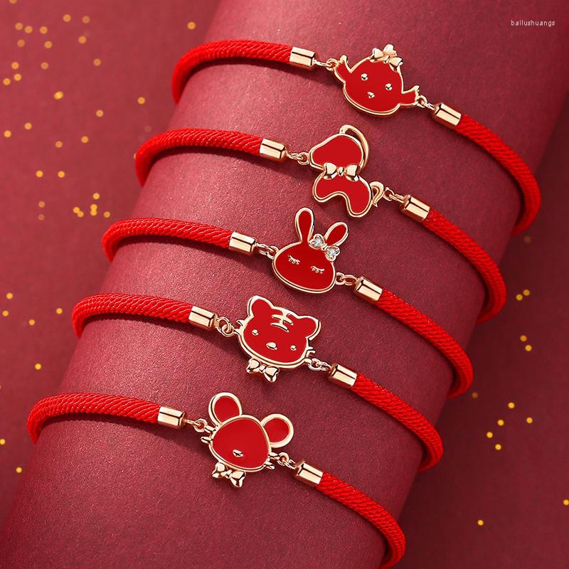 

Charm Bracelets Zodiac Animal Bracelet Chinese Style Couples Girlfriend Gift Student Christmas Year Lucky Red String Wholesale