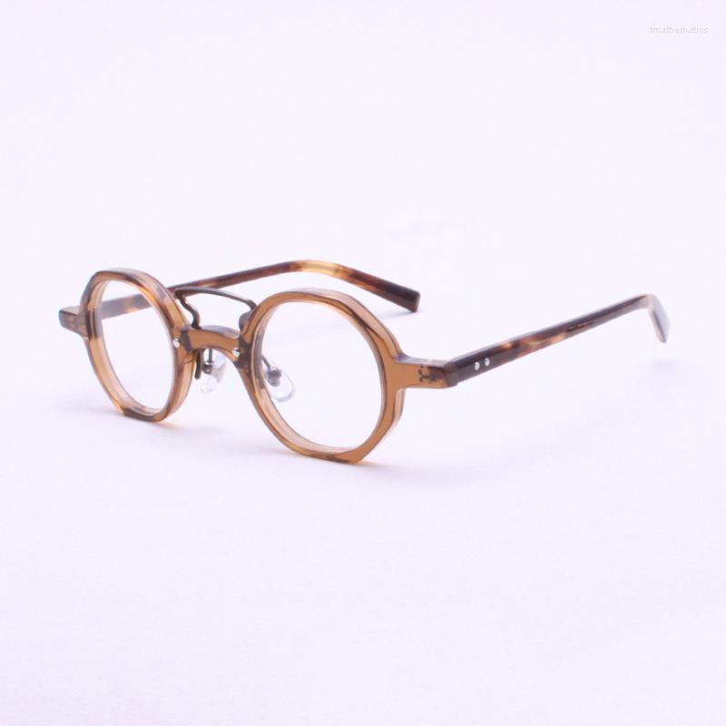 

Sunglasses Retro Round Acetate Flat Lens Glasses Women's And Men's Spectacle Eyewear Prescription Myopia FrameSunglasses