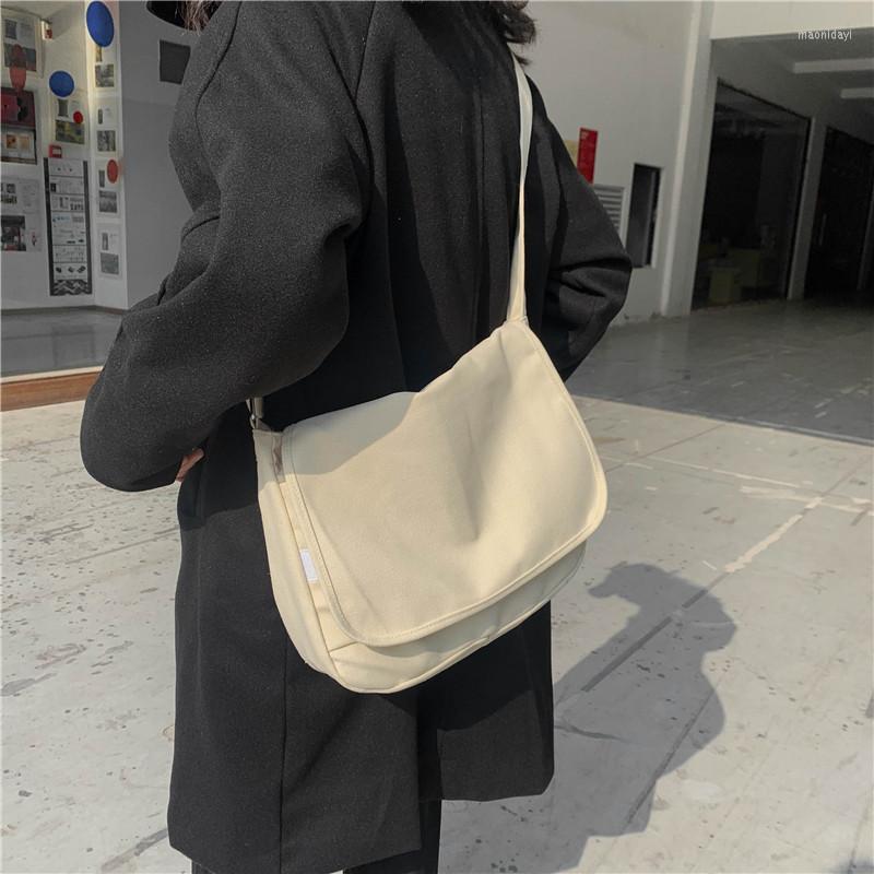 

Evening Bags DIGERUI Solid Color Fashion Women's Shoulder High Quality Canvas Ladies Crossbody Bag Casual Young Student School Bookbag, White