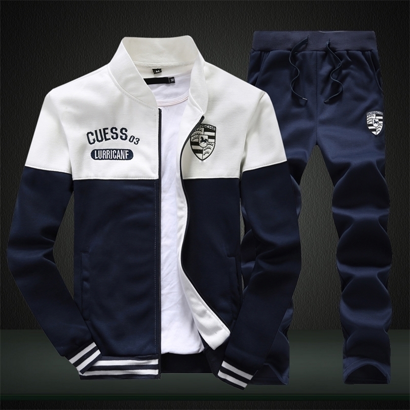 

Mens Tracksuits Autumn Men Patchwork Sets 2 Piece Sportswear Zipper Jacket Pant Tracksuit Male Sweatshirt Casual Suit Set 220930, Grey d75