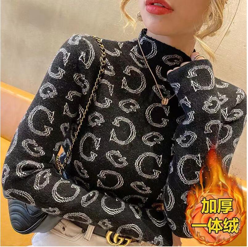 

Women' Sweaters for Designer Turtleneck Thickened Long Sleeve Vintage Letter Dress Basic T-shirt Lady Tee Top, 14