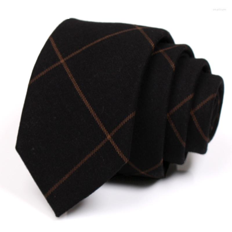 

Bow Ties Brand Men's Dark Brown 6CM Tie Plaid For Men Business Suit Work Neck High Quality Fashion Formal Cotton Necktie