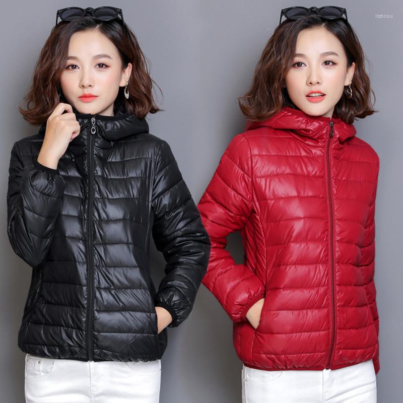 

Women's Trench Coats 2022 Women Ultra Light Cotton Padded Jacket Hooded Winter Warm Lightweight Parka Soft Outdoor Clothing RFQ028, Red