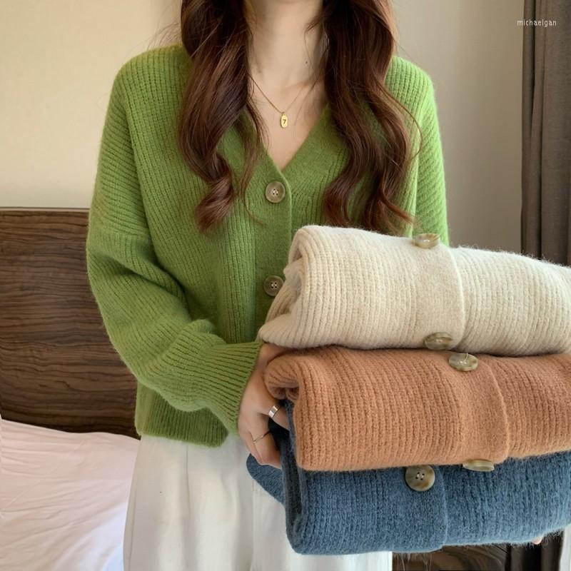 

Women's Knits Cardigan Female Knitted Korean Fashion Sweater Winter Clothes Women All-match Tops, Green