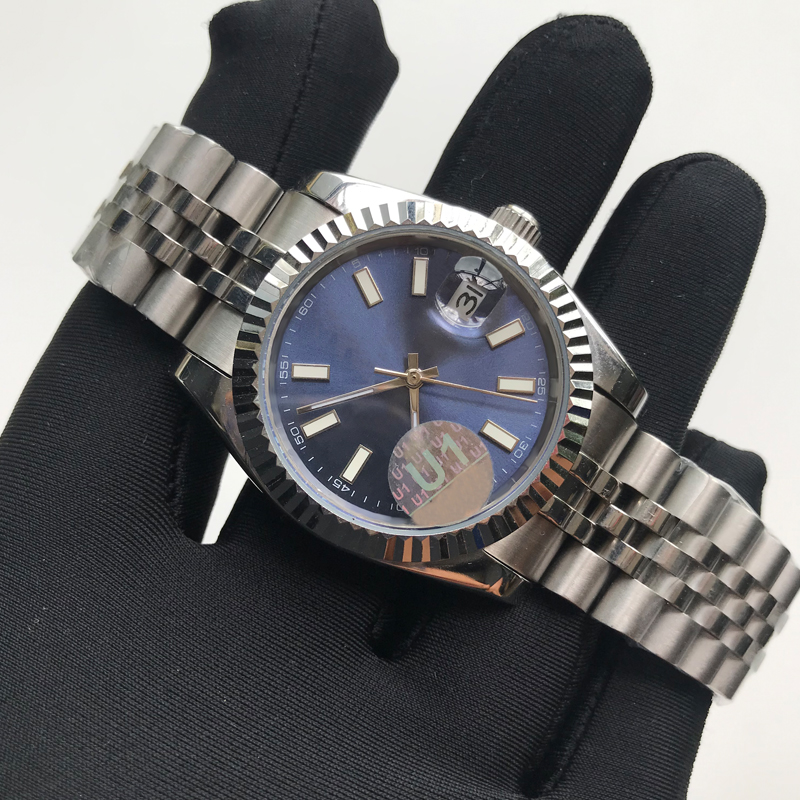

Luxury watches aaa watch silver case 36mm day blue dial automatic mechanical date men women watches quality stainless steel wristwatches
