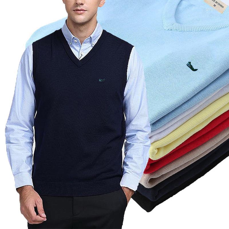 

Men's Vests Fit Type Men's Cotton Knit Sweater Vest Business Casual Classic V-neck Sleeveless Male 2022 Spring Autumn Clothes, Sky blue