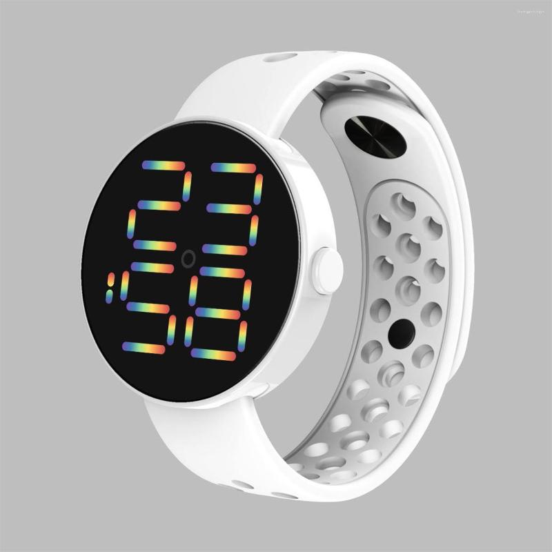 

Wristwatches Digital Watch Woman Men 2022 Sports Electronic Wrist Watches Fashion Blue Pink LED Simple Casual Ladies Clock Montre Femme, Red