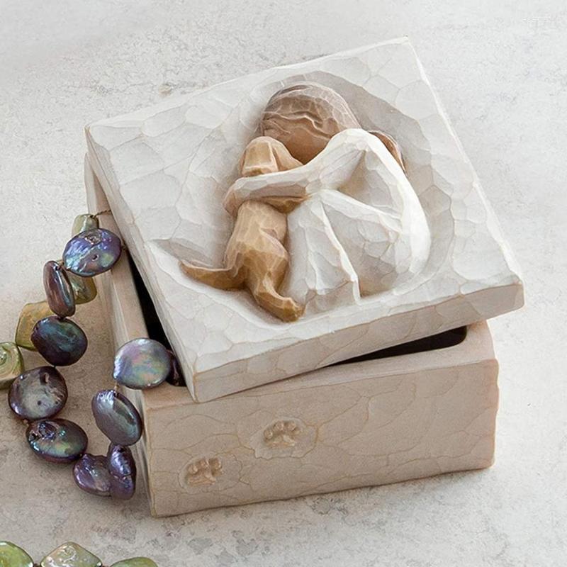 

Jewelry Pouches Resin Couple Storage Space-saving Box Container Packaging Case For Modern Valentines Day Gift Home Decor