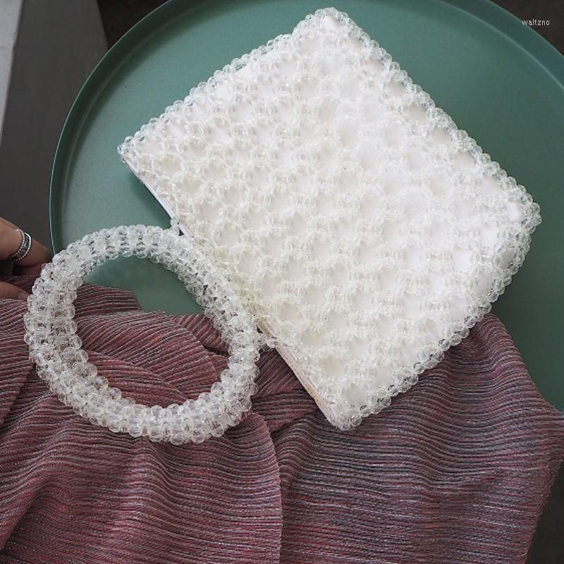 

Evening Bags Wom Pearls Bucket Bag Acrylic Beaded Box Totes Women Party Vintage Handbag Summer Designer Wholesale Drop, Bead totes