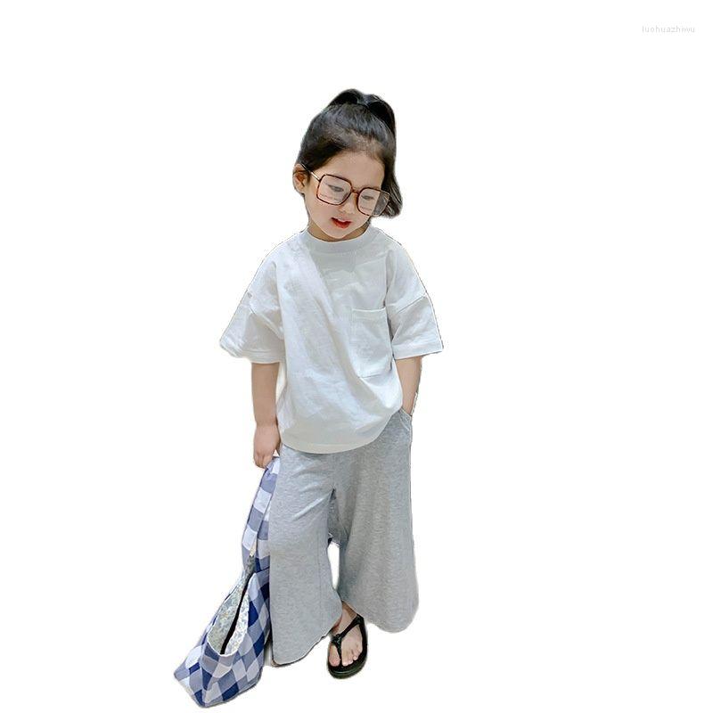 

Clothing Sets Korean Children's 2022 Summer Solid Color Short-Sleeved T-Shirt All-Match Western Style Pocket Short-Sle, Ivory