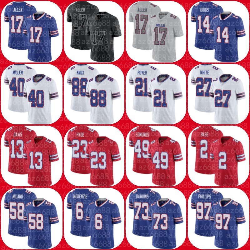 

17 Josh Allen Football Jerseys Stefon Diggs Kaiir Elam Buffalo''Bills''Von Miller Poyer Micah Hyde Gabriel Marquez Dion Dawkins Crowder, Csutom men jersey