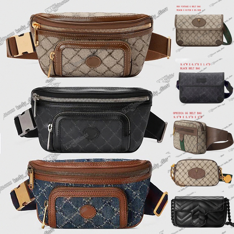 

Neo Vintage Belt Bag with Interlocking G Leather Trim Blue Ivory Denim Jacquard Beige Canvas Men Wallet Card Holder Coin Waist Purse, 28