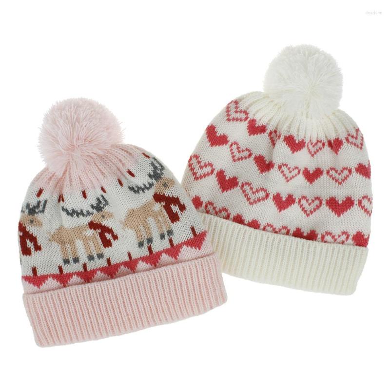 

Hats Winter Baby Hat For Boys Girls Cartoon Pompom Kids Beanie Christmas Gift Knitted Cotton Lining Children Cap Gifts, White