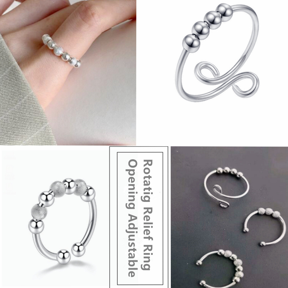 

Opening stainless steel rotaring ring relief anxiety designer band link clover luxury nail love tennis charm homme men chains for women rings bohemian jewelry party