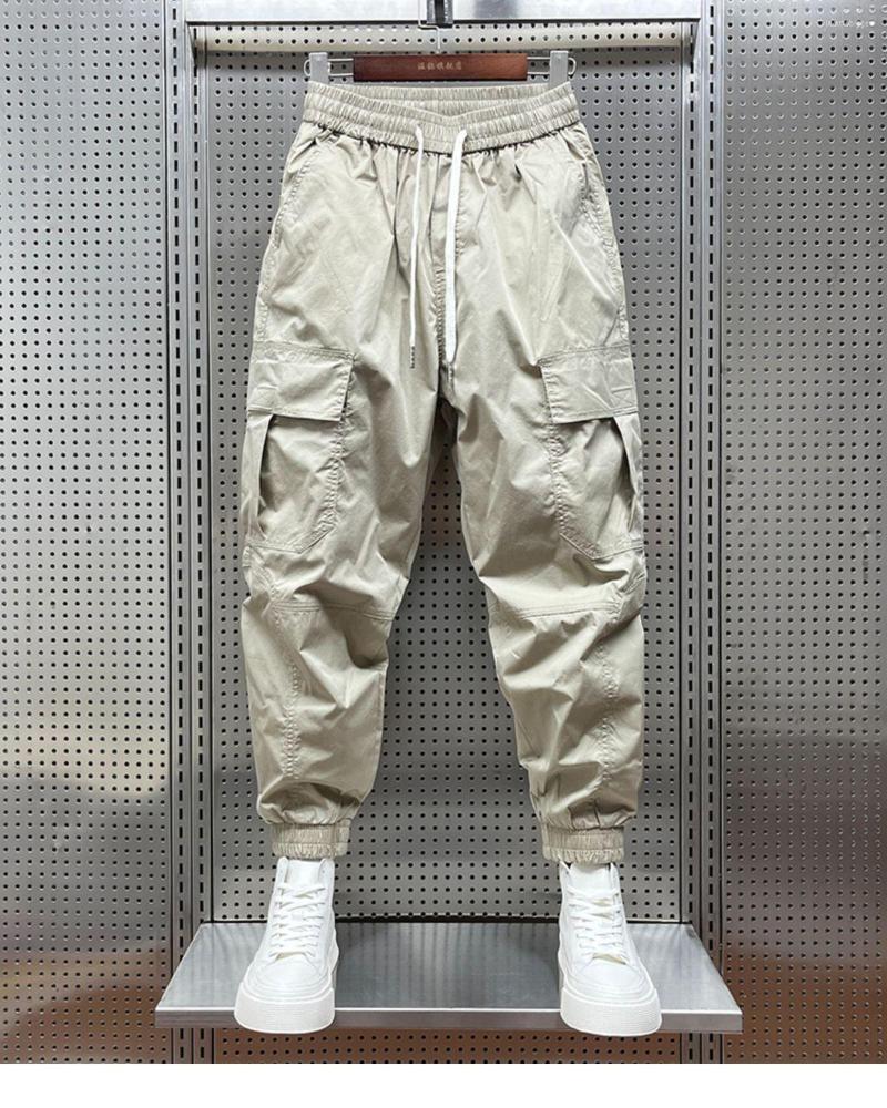 

Men's Pants 2022 Fashion Autumn Cotton Overalls Men's Trendy Brand Loose Casual Beam Ankle Cargo Men Khaki Pocket Harem, Black