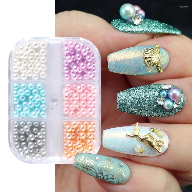 

Nail Art Decorations Mermaid Round Pearl Nails Decoration Mixed Colors Luxury 3mm/4mm Jewelry Summer Charms Ornaments Accessories Parts