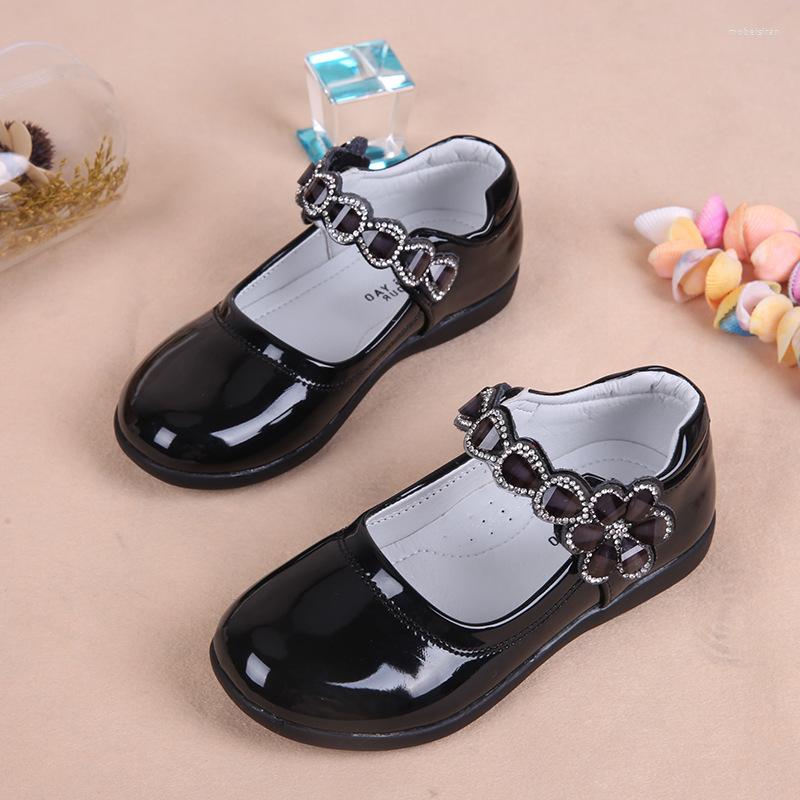 

Flat Shoes 2022 Kids Girls Childrens For School Student Leather Black Princess Red White Pink Rose 3-18T