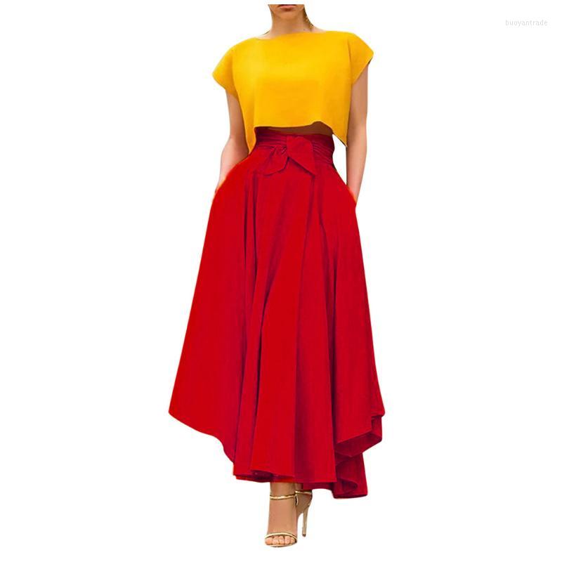 

Skirts Women's Long Fashion Spring Summer Casual Solid Color Midi Skirt Suits With, Orange