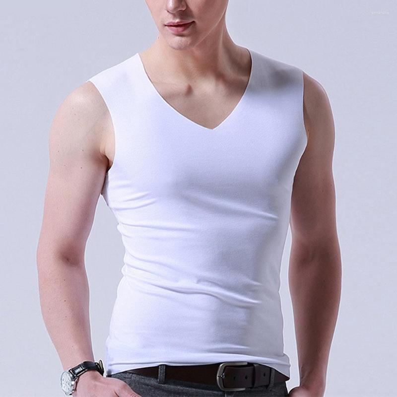 

Men's Tank Tops Tight Skinny Men Ice Silk Sleeveless Elastic Body Shapewear Vest Sport Breathable Fitness Compression Abdomen Tummy Control, Black