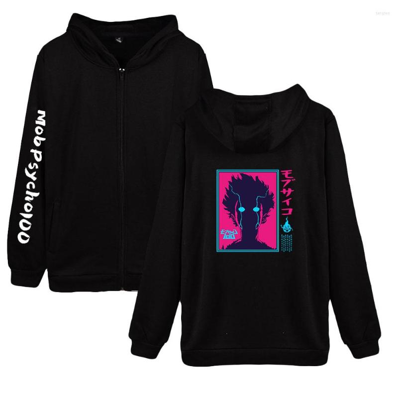 

Men's Hoodies Mob Psycho 100 Zipper Women Men Long Sleeve Hooded Sweatshirt Harajuku Casual Anime Zip Up Clothes, Black