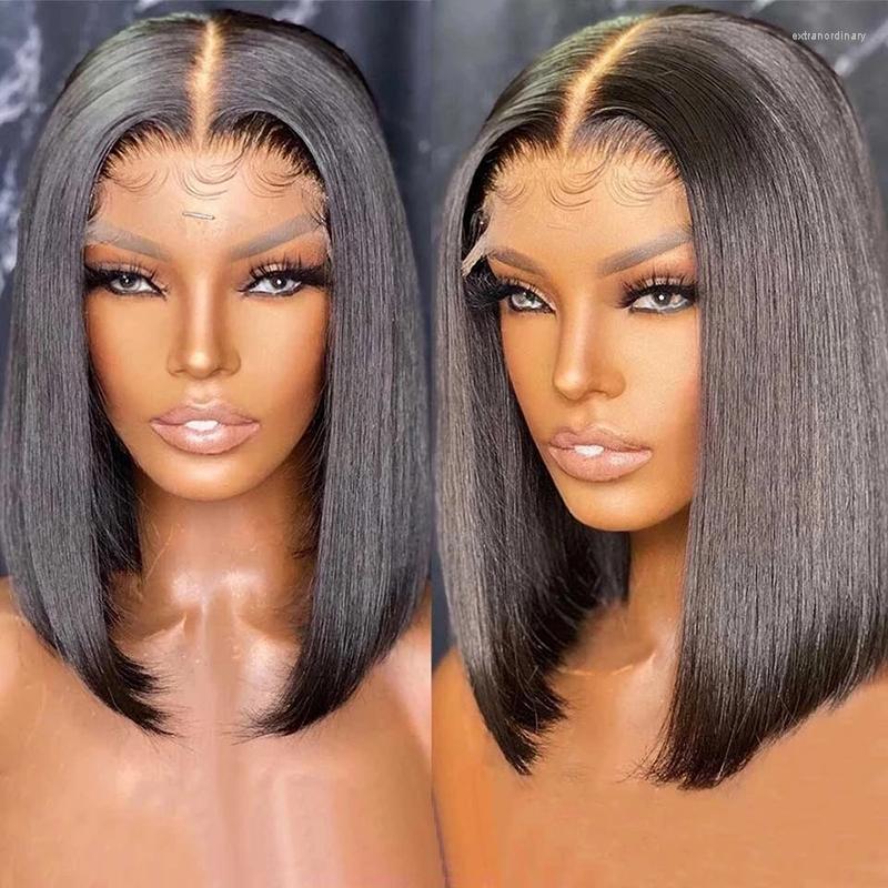 

Bob Wig Lace Front Human Hair Wigs Brazilian Short Pre-Plucked Natural Color Frontal, Picture shown
