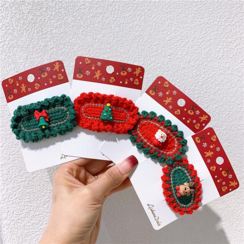 

Hair Accessories Christmas Wool Hairpin Clips Santa Claus Style Girls Kids Deer Bb Clip Children Barrettes Grips, 04