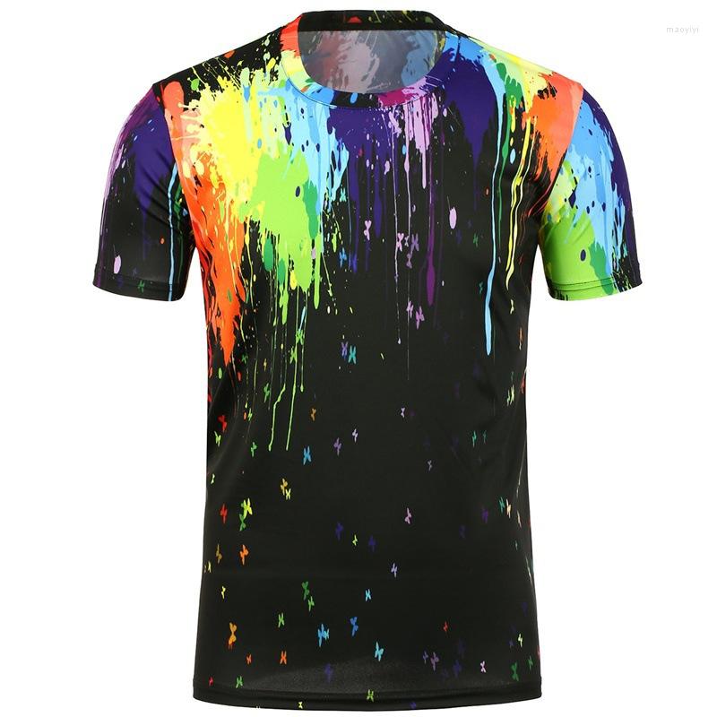 

Men's T Shirts Pattern Fashion Wear Short Sleeve T-shirt Man 3D Splashing Ink Printing Shirt Men, Black