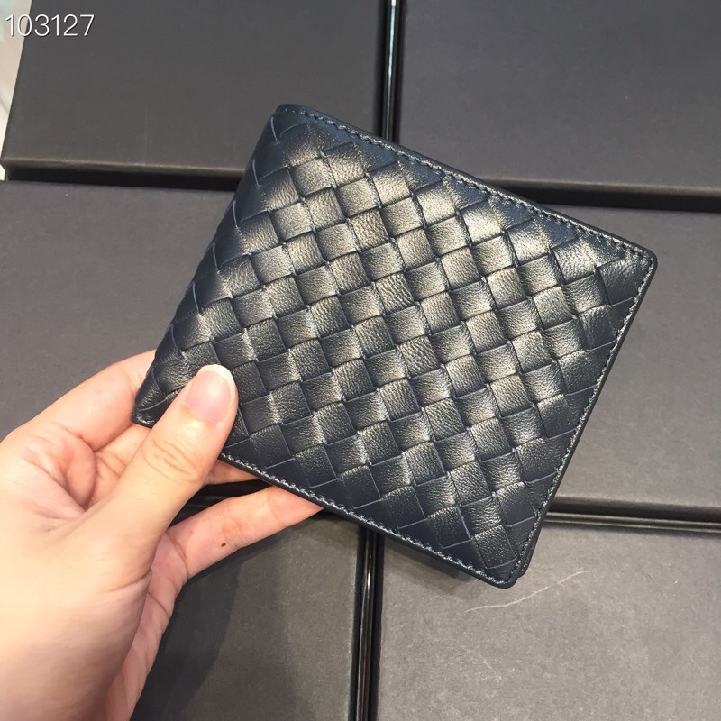 

Excellent quality Wholesale Real Leather short wallets for men Sheepskin card holders black bags blue purse gift box boy gift