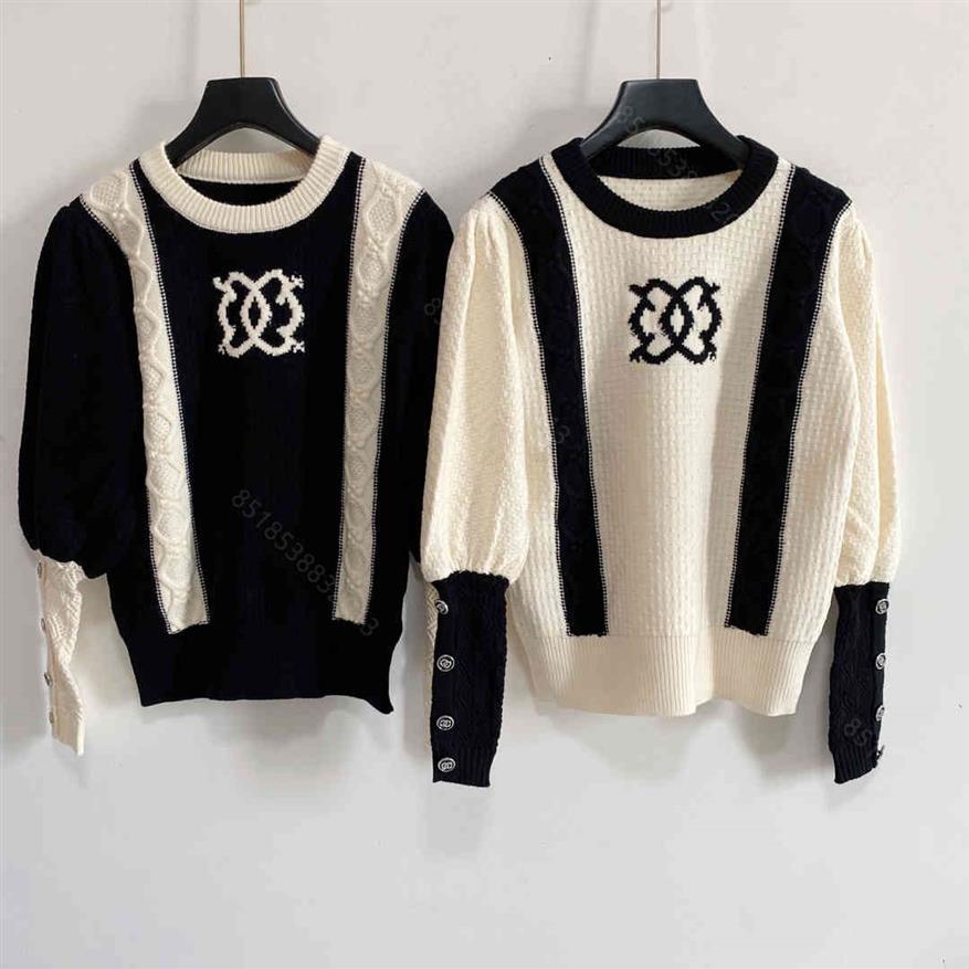 

Designer women knitted sweater cc brand wool knitting hooded sweatshirt long sleeve women coats jackets round neck jacquard design184P