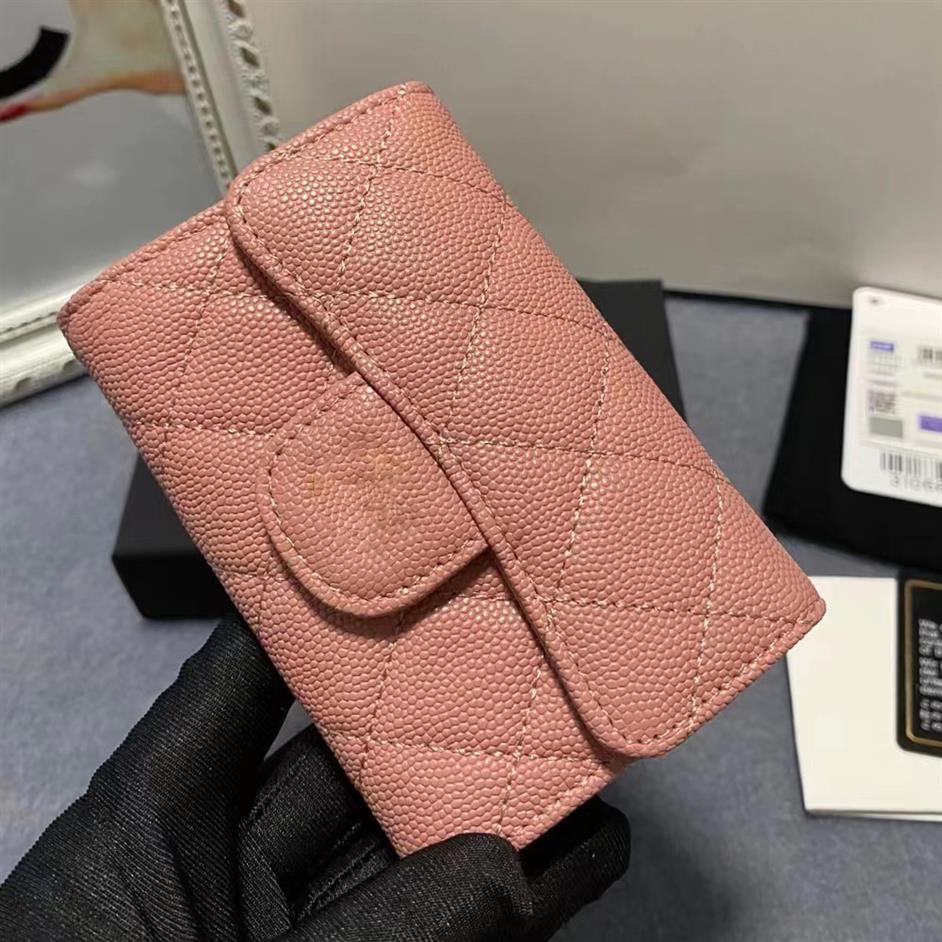 

High quality Fashion clutch Genuine leather wallet with box dust bag Women Men Purse Credit ID Card Holder Purse Coin Purses Whole208x, Pink