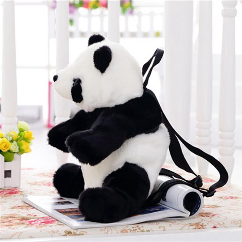 

School Bags Cute Panda Backpack Stuffed Animal Bag Girls Boys Plush Adjustable Schoolbags Kindergarten Toys Children Gift, Black