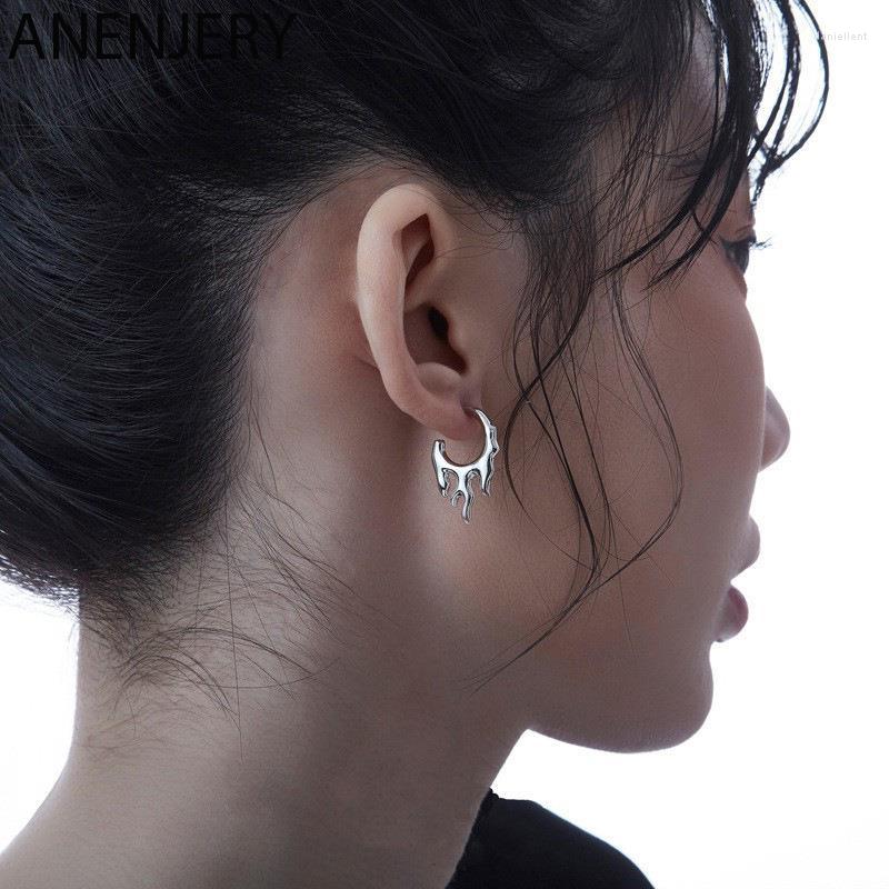 

Stud Earrings ANENJERY Silver Color Copper Irregular Flame Shape For Women Punk Style Simple European Accessories