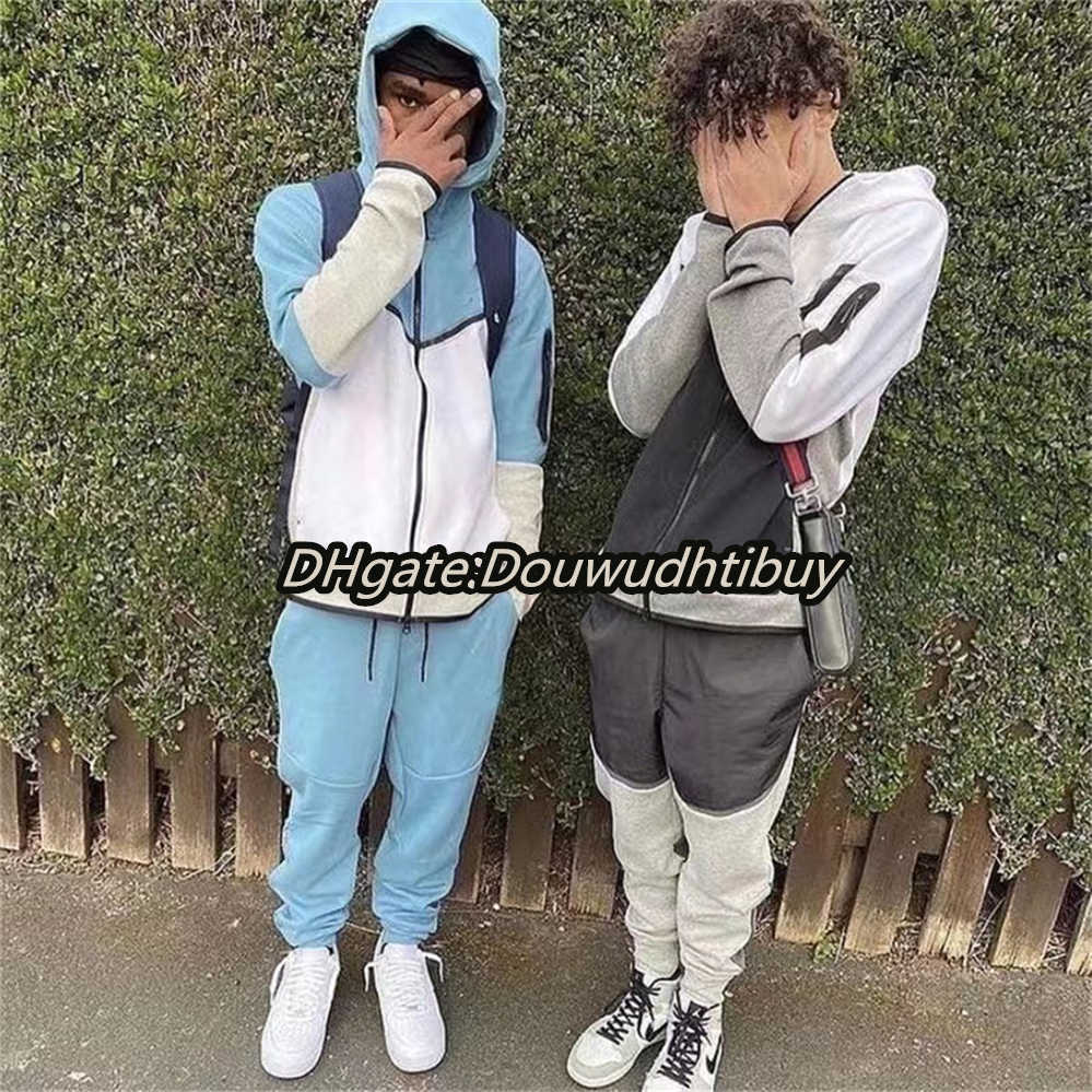 

Thin Tech Fleece Men Tracksuit Designer Sweat Suit Two Piece Set Sports Sweatpants with Long Sleeve Hoodie for Spring Autumn 3XL Mens QLA7