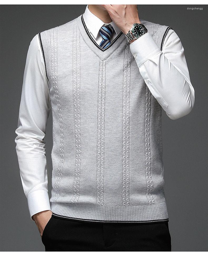 

Men's Vests 2022 Autumn And Winter Fashion Brand Solid Color Pullover Sweater V Neck Knit Vest Men Sleeveless Casual Clothing Z22, Baihui
