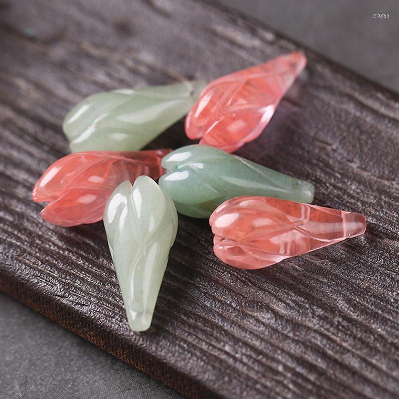 

Beads WEIYU 3pcs Natural Stone Bead Flower Olay Bud Pendant Green Pink 3D Carven Jad E Charms For DIY Necklace Jewelry Making
