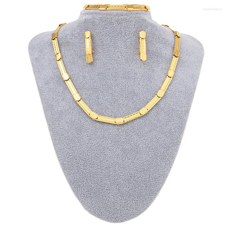

Necklace Earrings Set & Fashion For Women Africa Bridal Wedding Gold Plated Bracelet Bridesmaid Accessories CostumeEarrings, Picture shown