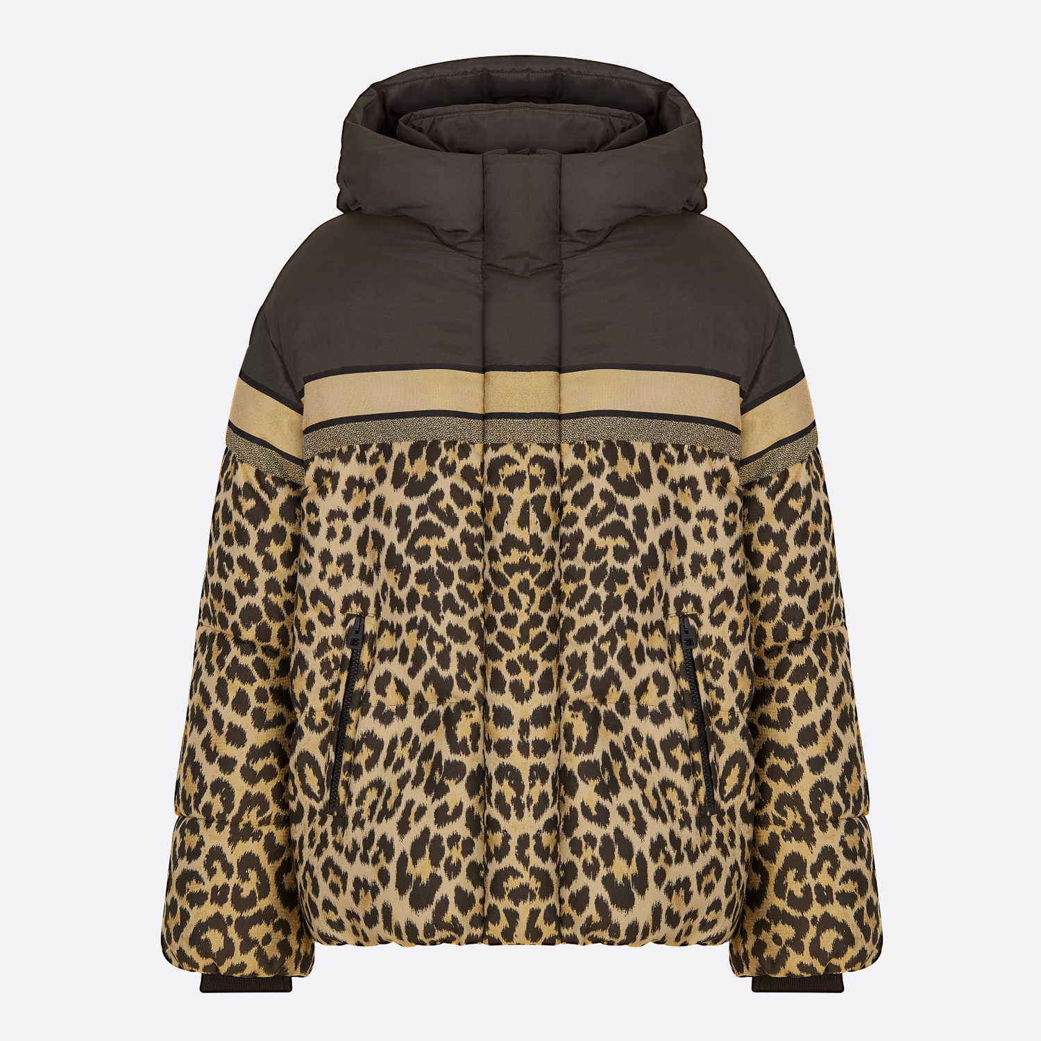 

Women' Down & Parkas Gorgeous luxury Sexy New Color Matching Leopard Print Jackets Roupas Runway banquet Cocktail Party Inverno Feminino D001, Brown