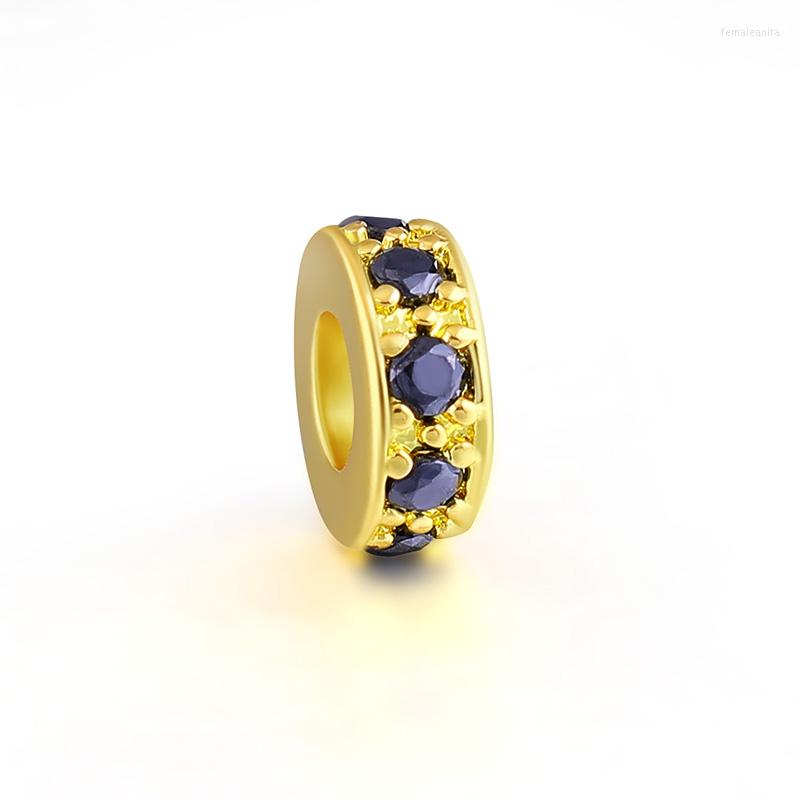 

Beads 2022 Fashion CZ Basic Spacer DIY Metal Bead Brass Micro Pave Zircon Charm For Bracelet Jewelry Making Supplies
